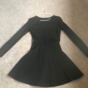 Black, long sleeve fit & flare skater dress